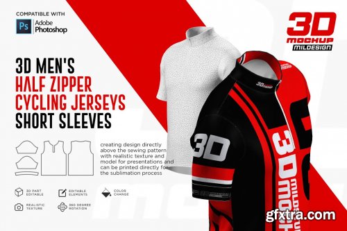CreativeMarket - 3D Men's Halfzipper Jerseys SS 5270596