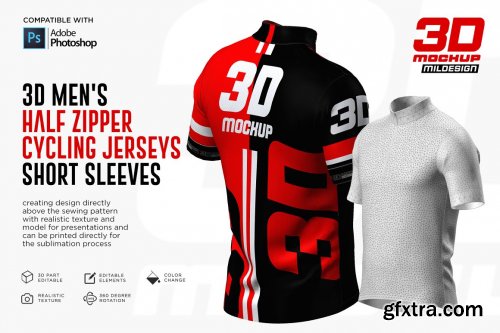 CreativeMarket - 3D Men's Halfzipper Jerseys SS 5270596