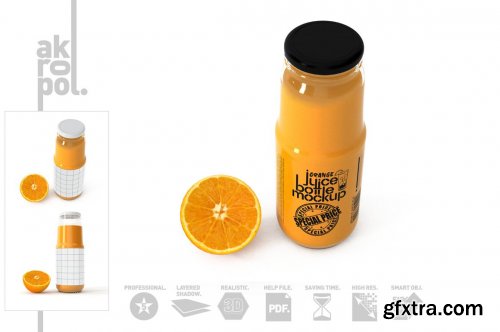 CreativeMarket - Orange juice Bottle Mock up 4542469