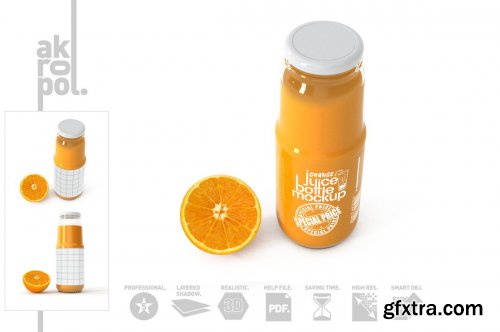 CreativeMarket - Orange juice Bottle Mock up 4542469