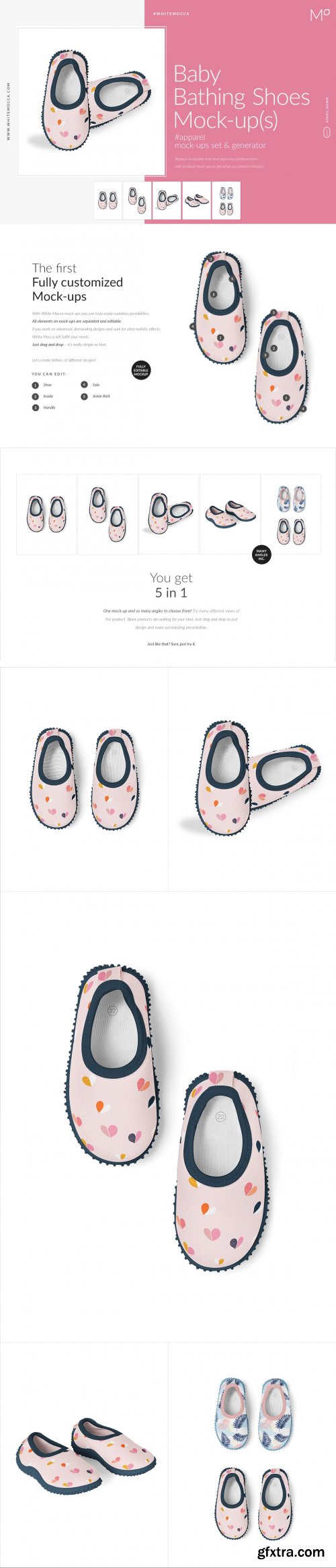 CreativeMarket - Baby Bathing Shoes Mock ups Set 4523604 