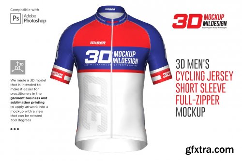 CreativeMarket - 3D Men's Cycling Jersey Fullzip SS 5556411