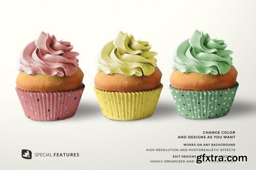 CreativeMarket - Frontview Cupcake Casing Mockup 5051794