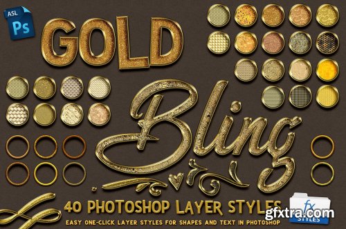 CreativeMarket - Gold Bling Photoshop Layer Styles 5115006