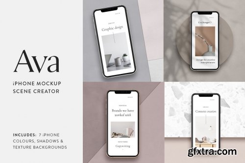 CreativeMarket - Ava - iPhone Mockup Scene Creator 3270184