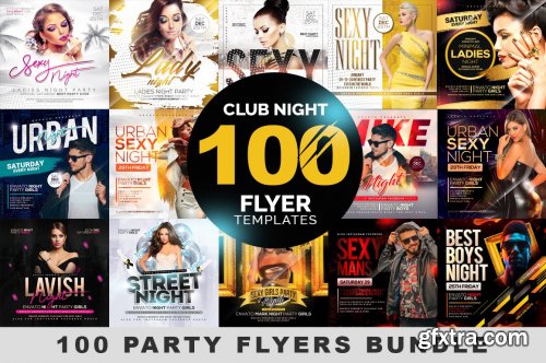 CreativeMarket - 100 Night Club Party Flyers Bundle 4496766