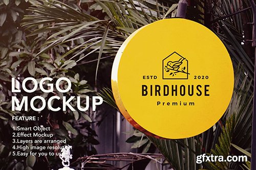 Logo Mockup with Garden Background and Effect Logo Mockup with Garden Background and Effect