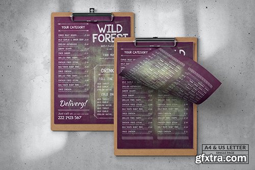 Food Menu Design - Single Page - A4 & US Letter