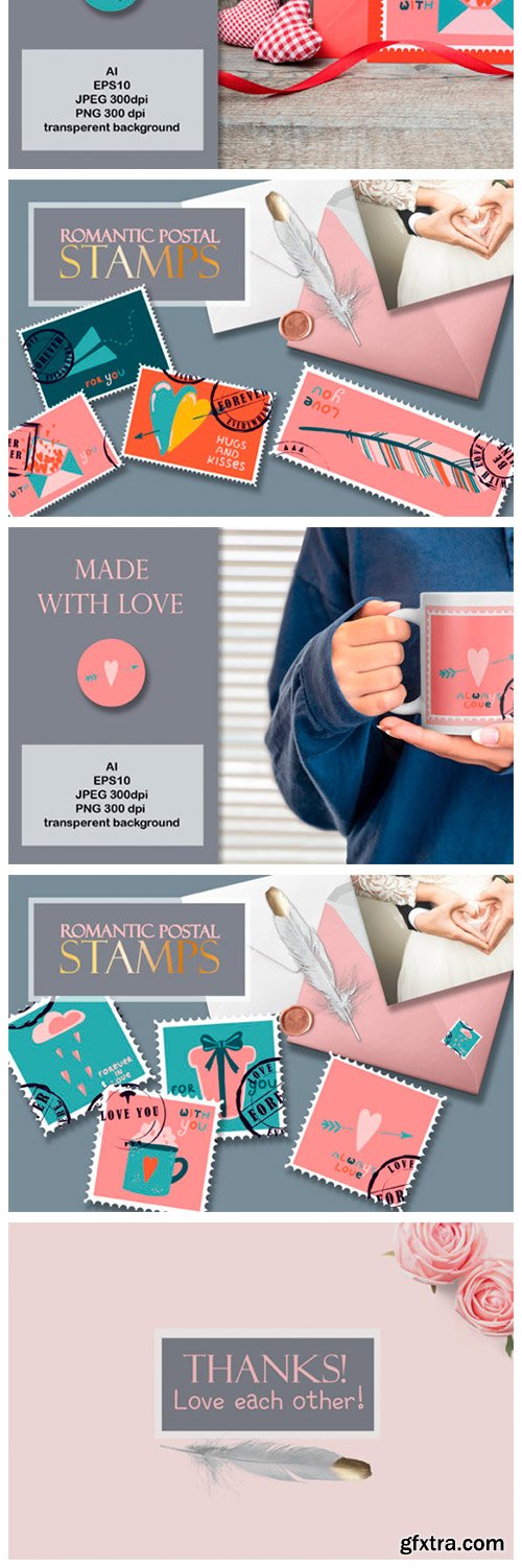 Postage Stamps Romantic for Valentine's 6861161