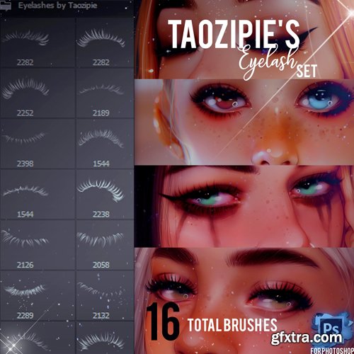 16 Eyelash Brushes for Photoshop 16 Eyelash Brushes for Photoshop