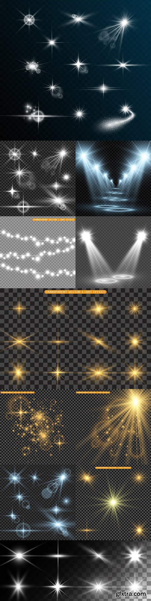 Bright lighting effects collection design illustrations 32 xA;