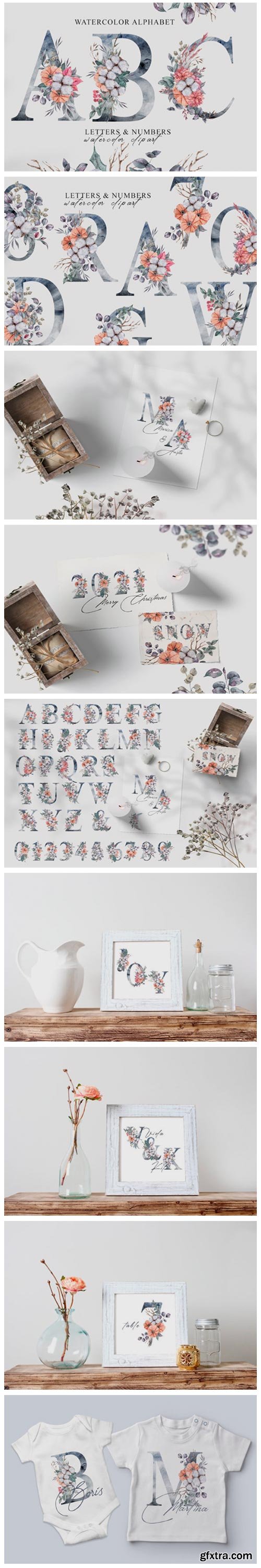 Christmas Watercolor Alphabet Clipart 7030012