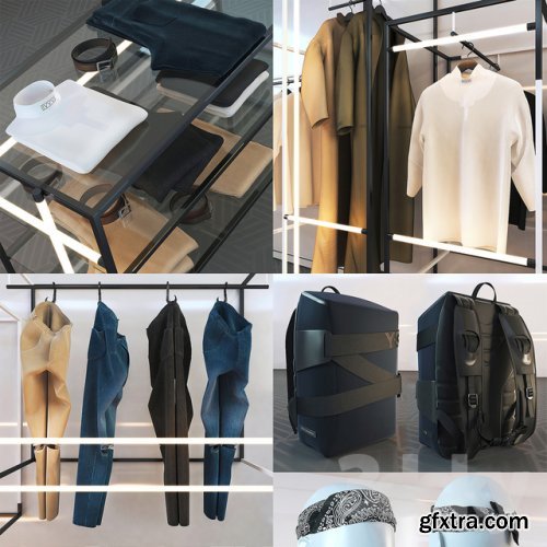 Clothing and accessories for the store 3d model