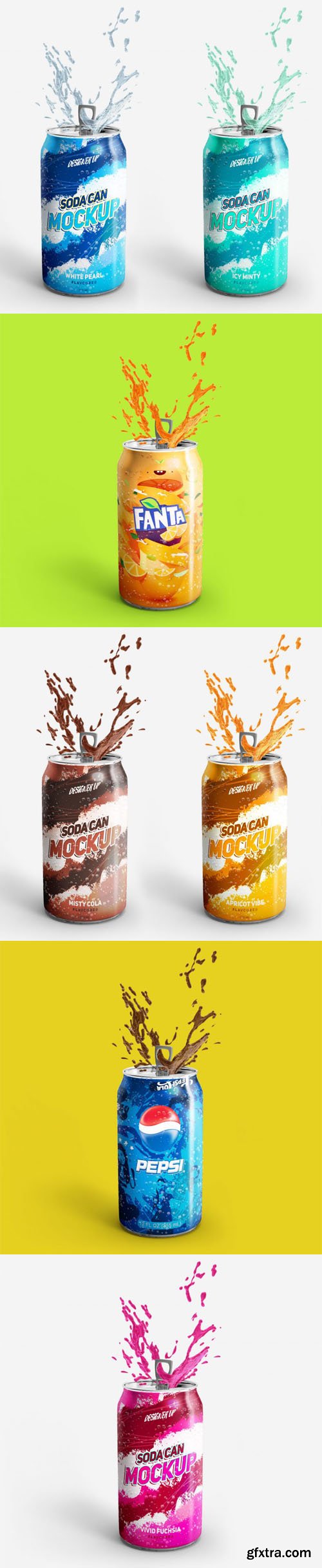 Soda Can PSD Mockup with Splash Effect Soda Can PSD Mockup with Splash Effect
