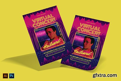 Cyberpunk Virtual Music Concert Flyer Cyberpunk Virtual Music Concert Flyer