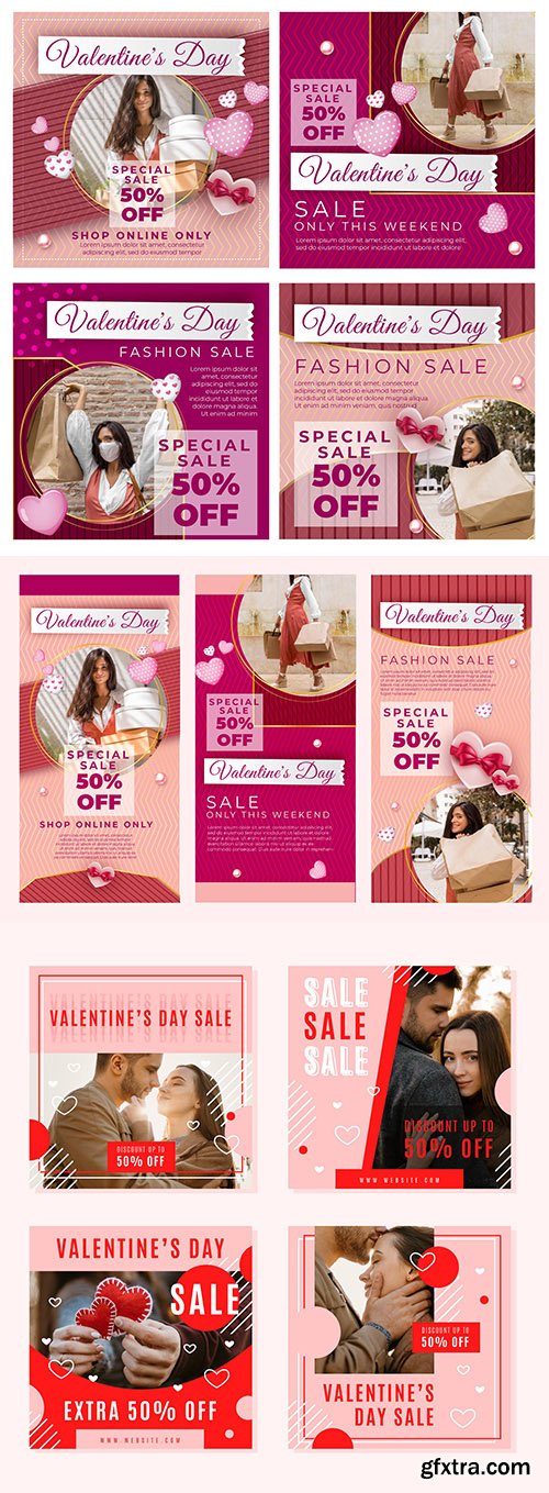 Collection of Instagram posts for Valentine's Day design
