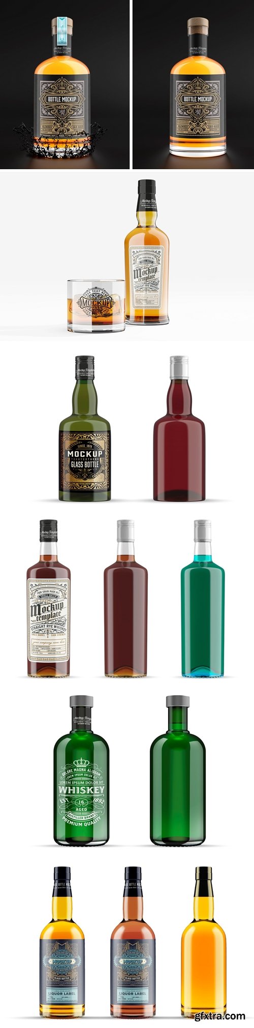 Whiskey Glass Bottle Mockup