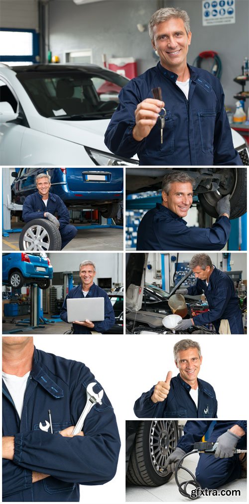 Auto repair shop, auto mechanic stock photo