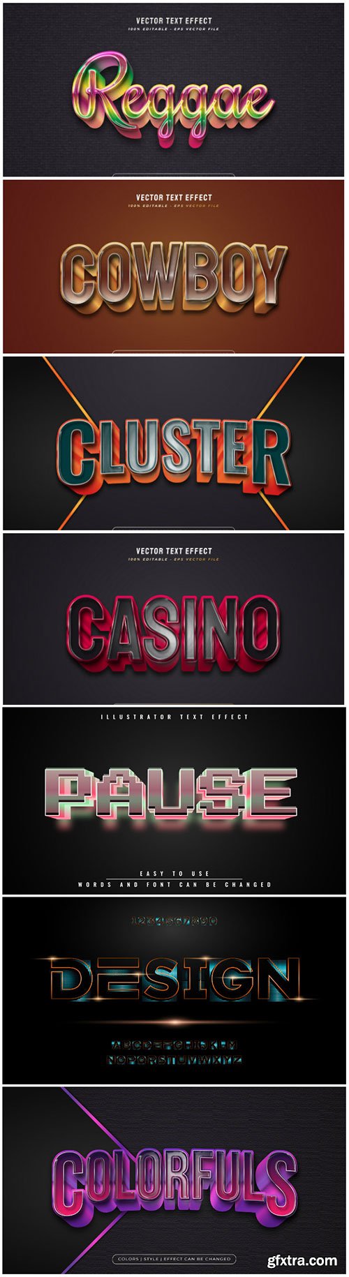 3d editable text style effect vector vol 135