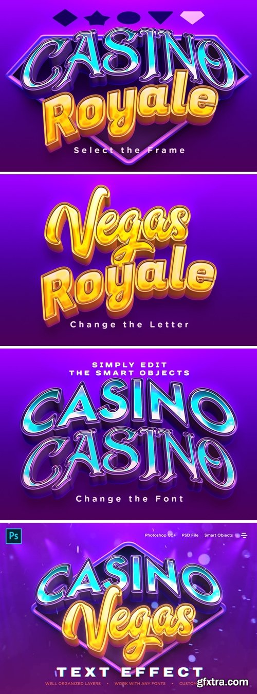 Realistic Casino Logo Style 3D Text Effects