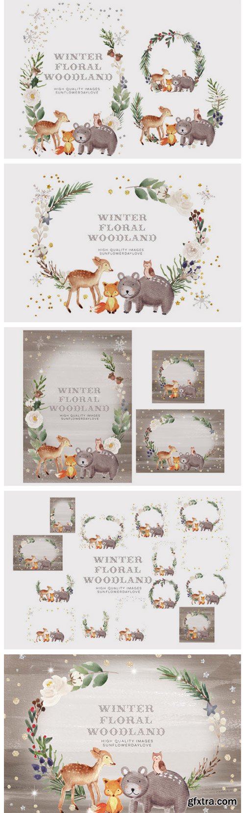 Frame Watercolor Winter Woodland, Animal 7161967