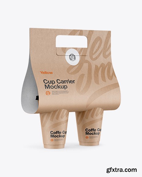 Kraft Coffee Cup Carrier Mockup 72565