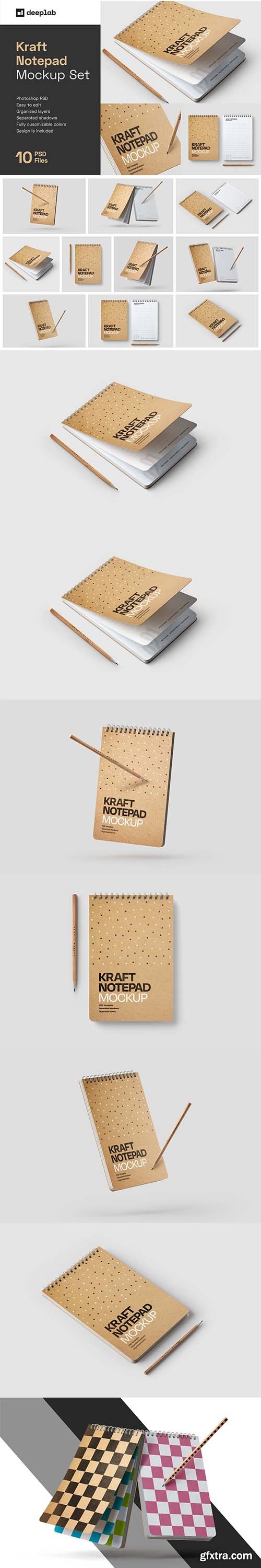CreativeMarket - Kraft Notepad Mockup Set, Sketchbook 5708587