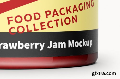 Glass Jar with Strawberry Jam Mockup 5529606