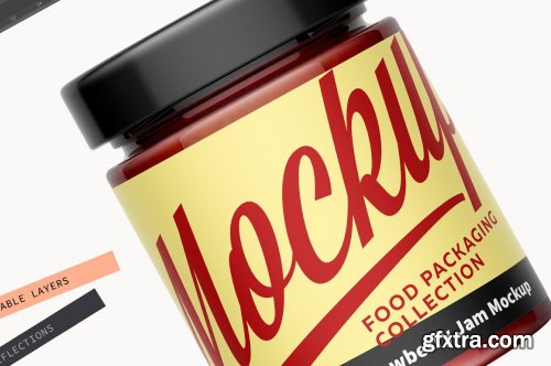Glass Jar with Strawberry Jam Mockup 5529606