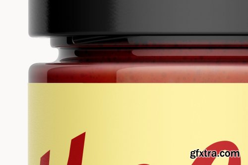 Glass Jar with Strawberry Jam Mockup 5529606