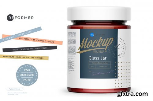 Glass Jar with Strawberry Jam Mockup 5529606
