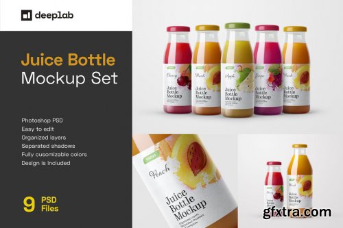 CreativeMarket - Juice Bottle Mockup Set 5534419