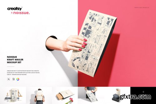 CreativeMarket - Noissue Kraft Mailer Mockup Set 5662675