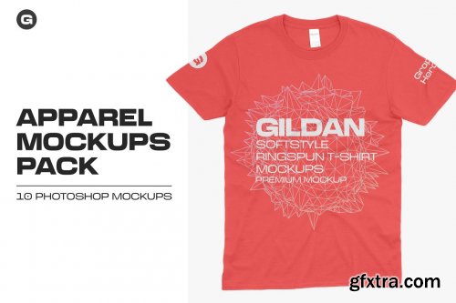 CreativeMarket - Gildan 64000 T-Shirts Mockups 5685183