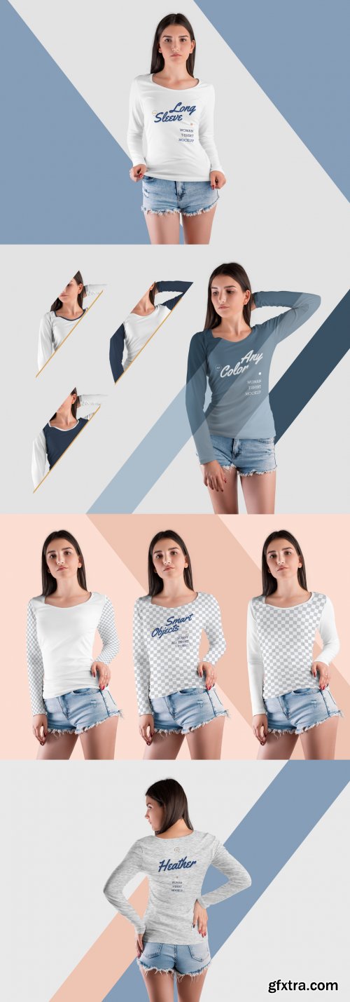 4 Long Sleeve T-Shirt Mockups 398086435  PSD