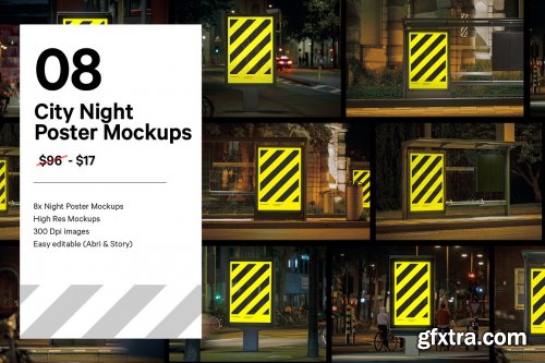 CreativeMarket - 8x Night City Poster Mockup Bundle 5263138
