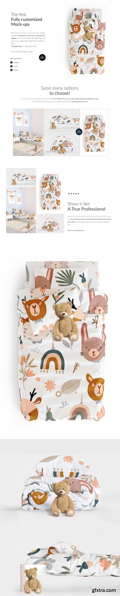 CreativeMarket - Kids Beddings Mock-ups Set on 3D 5579996