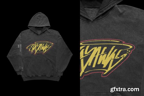 CreativeMarket - Vintage Oversized Hoodie Mockup 5667395