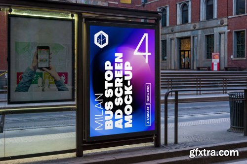 CreativeMarket - Milan BusStop Ad Screen MockUps Set 5488880
