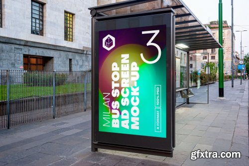 CreativeMarket - Milan BusStop Ad Screen MockUps Set 5488880