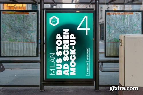 CreativeMarket - Milan BusStop Ad Screen MockUps Set 5488880