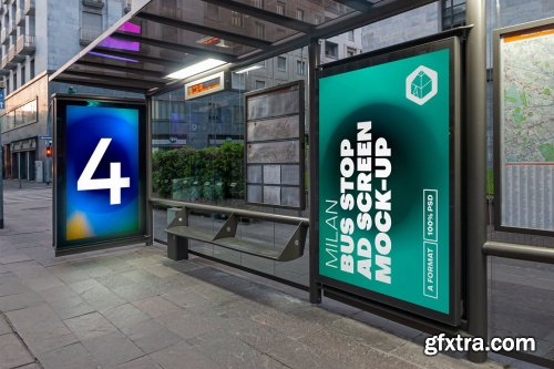 CreativeMarket - Milan BusStop Ad Screen MockUps Set 5488880