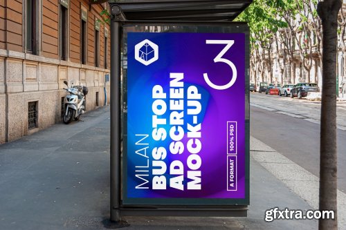 CreativeMarket - Milan BusStop Ad Screen MockUps Set 5488880