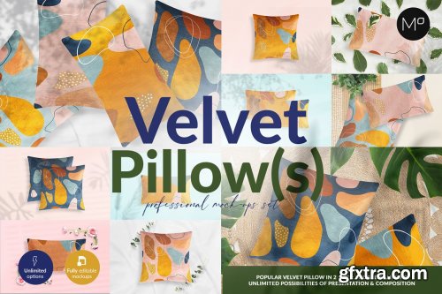 CreativeMarket - Velvet Pillow 12 Mockups Generator 5466671
