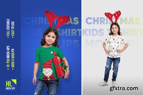 CreativeMarket - Christmas Kids Girl T-Shirt Mockups 5691730