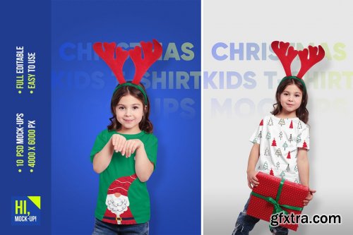 CreativeMarket - Christmas Kids Girl T-Shirt Mockups 5691730