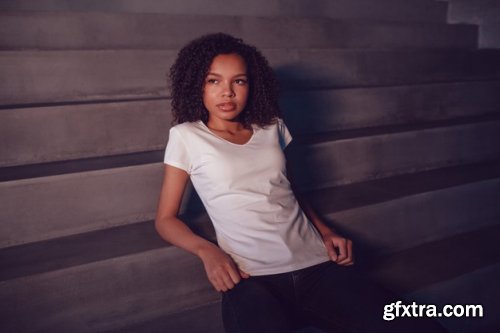 Young woman t-shirt mockup