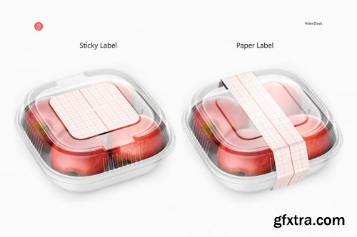 CreativeMarket - Plastic Container with Apples Mockup 5395363
