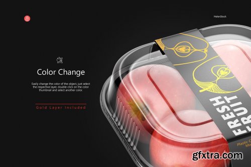 CreativeMarket - Plastic Container with Apples Mockup 5395363