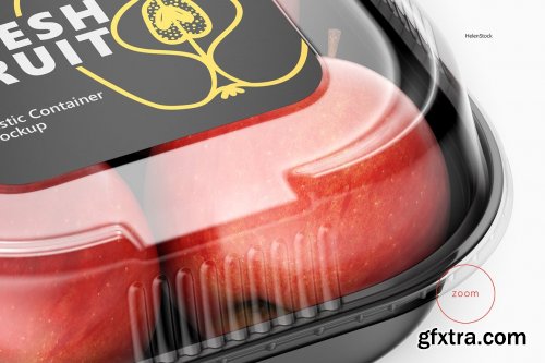 CreativeMarket - Plastic Container with Apples Mockup 5395363